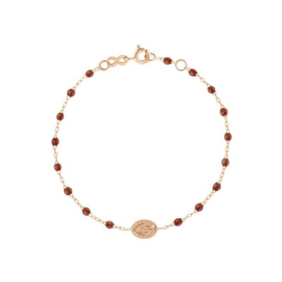 Bracelet Gigi Clozeau Madone en or rose et résine moka, 17cm