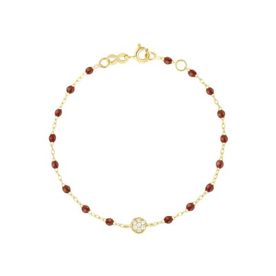 Bracelet Gigi Clozeau Puce en or jaune, diamants et résine moka, taille 17cm