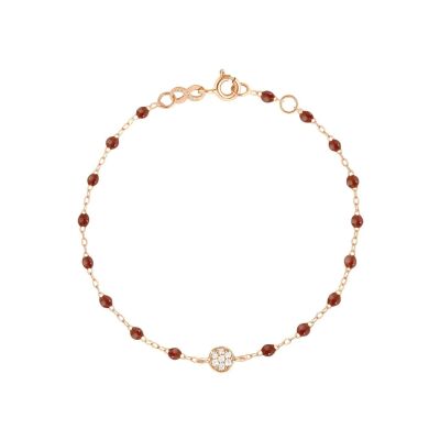 Bracelet Gigi Clozeau Puce en or rose, diamants et résine moka, taille 17cm