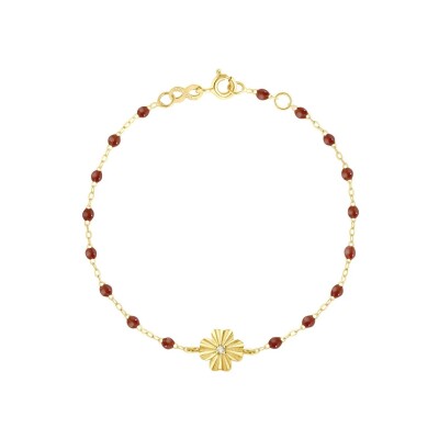 Gigi Clozeau Trèfle Lumière bracelet, yellow gold, moka resin and diamond, 17cm