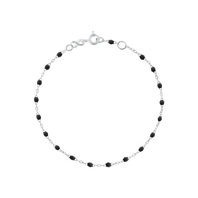 Bracelet Gigi Clozeau Classique en or blanc et résine noire, 18cm