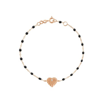 Gigi Clozeau Coeur Lumière bracelet, rose gold, black resin, diamond, 17cm