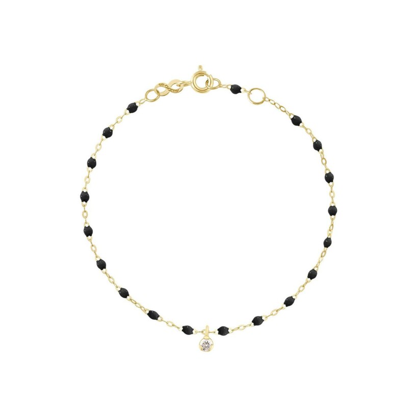 Bracelet Gigi Clozeau Gigi Suprême en or jaune, résine noir et diamants, taille 17cm