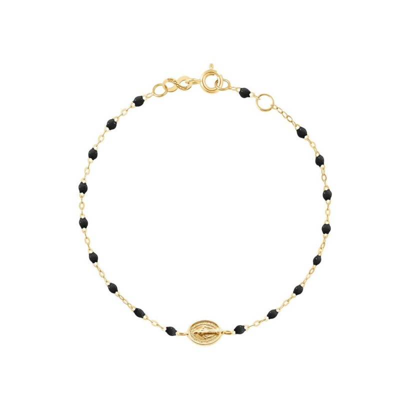 Bracelet Gigi Clozeau Madone en or jaune et résine noire, taille 17cm