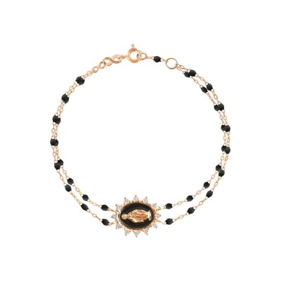 Gigi Clozeau Madone bracelet, rose goldblack resin and diamonds, size 17cm