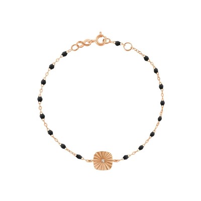 Bracelet Gigi Clozeau Miss Lumière en or rose, résine noire et diamant, 17cm