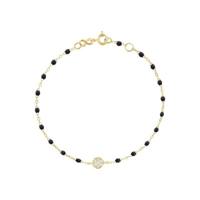 Bracelet Gigi Clozeau Puce en or jaune, résine noir et diamants, taille 17cm
