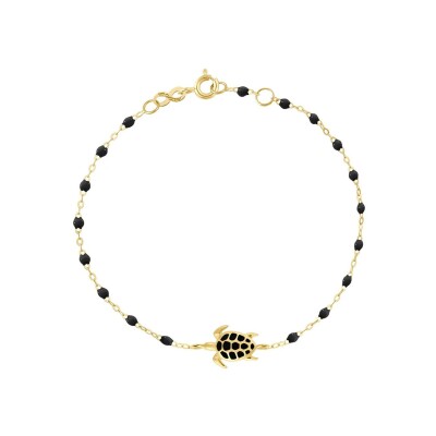 Bracelet Gigi Clozeau Tortue en or jaune et résine noire, 17cm