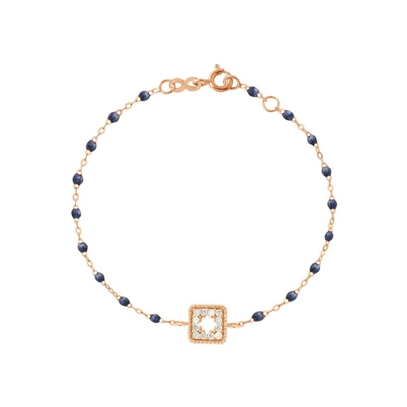 Bracelet Gigi Clozeau Trèsor en or rose, résine bleu nuit et diamants, taille 17cm