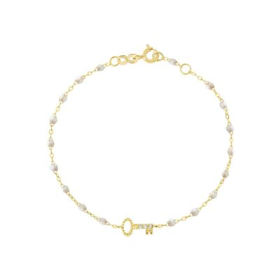Bracelet Gigi Clozeau Clé en or jaune, résine opale et diamants, taille 17cm