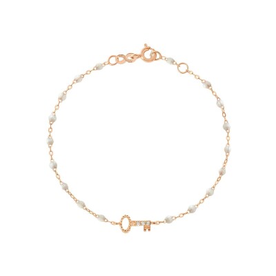 Bracelet Gigi Clozeau Clé en or rose, résine opale et diamants, taille 17cm