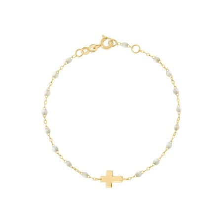 Bracelet Gigi Clozeau Croix en or jaune et résine opale, taille 17cm