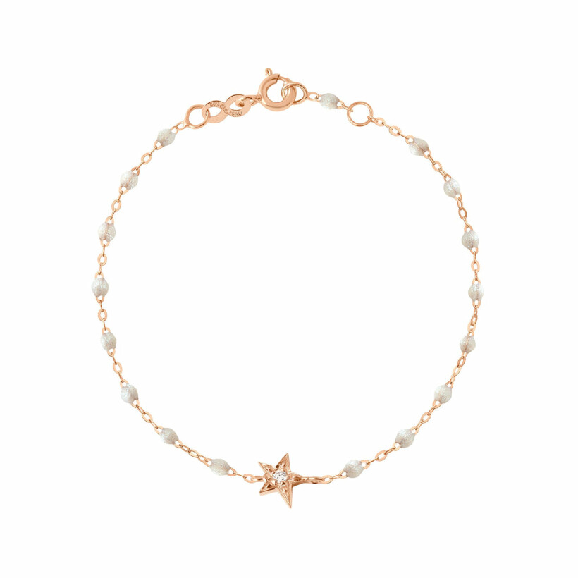Bracelet Gigi Clozeau Etoile en or rose, résine opale et diamant, 17cm