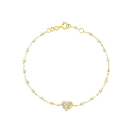 Bracelet Gigi Clozeau In Love en or jaune, résine opale et diamants, taille 17cm