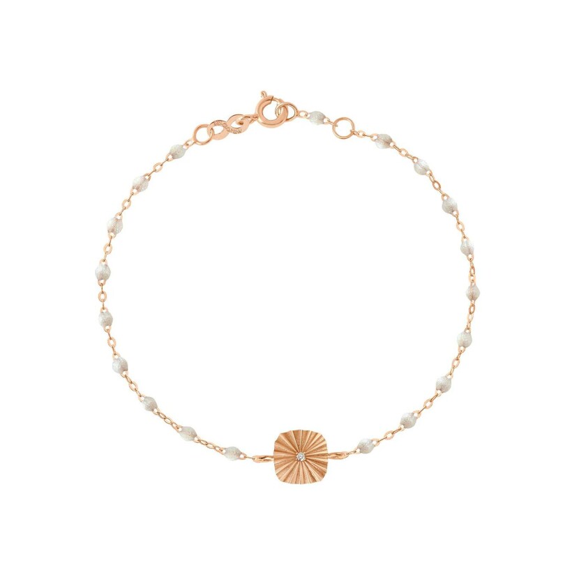 Bracelet Gigi Clozeau Miss Lumière en or rose, résine opale et diamant, 17cm