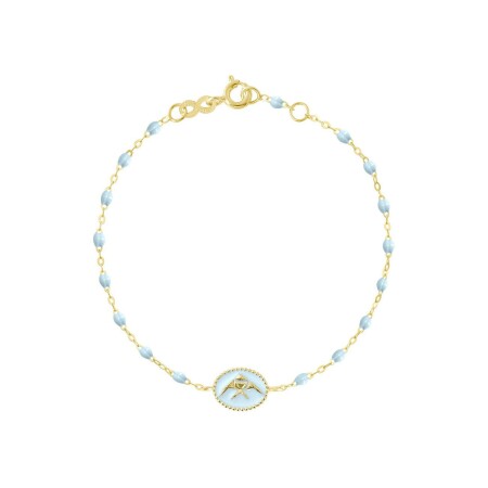 Bracelet Gigi Clozeau Poisson Ange en or jaune et résine bleu layette, taille 17cm