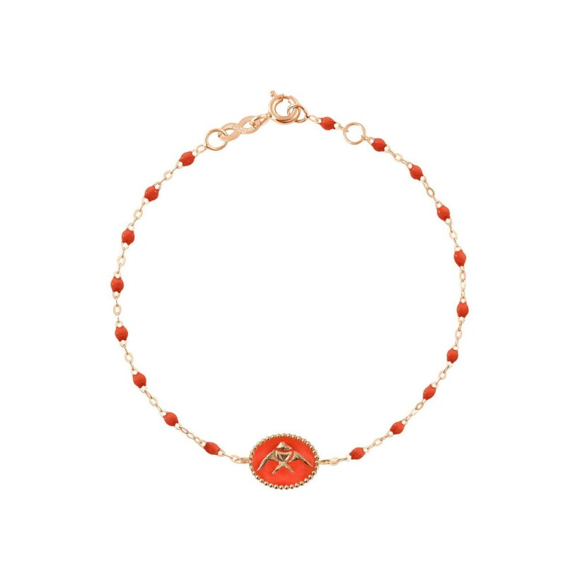 Bracelet Gigi Clozeau Poisson Ange en or rose et résine corail, taille 17cm