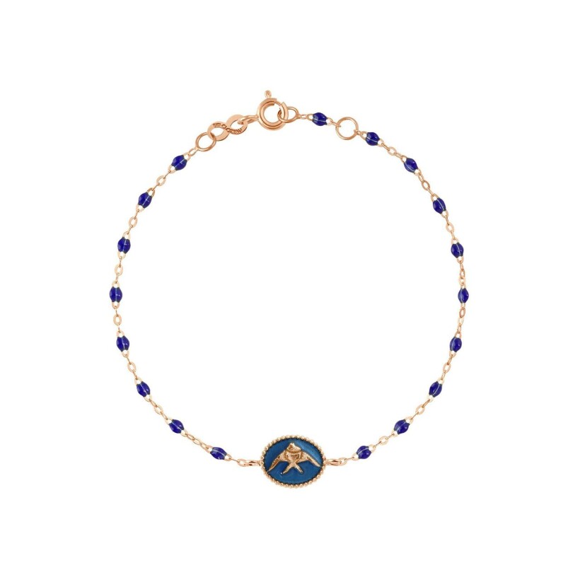 Bracelet Gigi Clozeau Poisson Ange en or rose et résine bleu saphir, taille 17cm