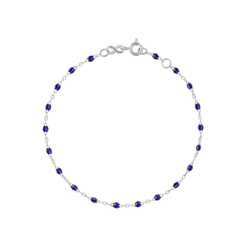 Bracelet Gigi Clozeau Classique en or blanc et résine bleu prusse, 15cm