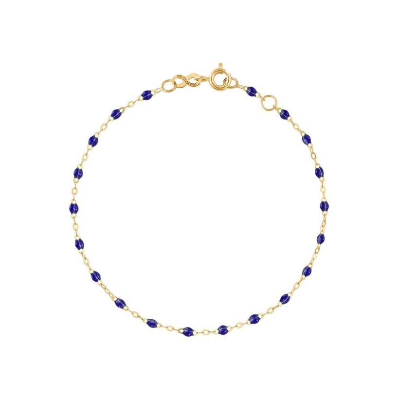 Bracelet Gigi Clozeau Classique en or jaune et résine bleu prusse, 15cm