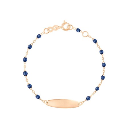 Bracelet Gigi Clozeau Little Gigi en or rose et résine bleu prusse, taille 13cm