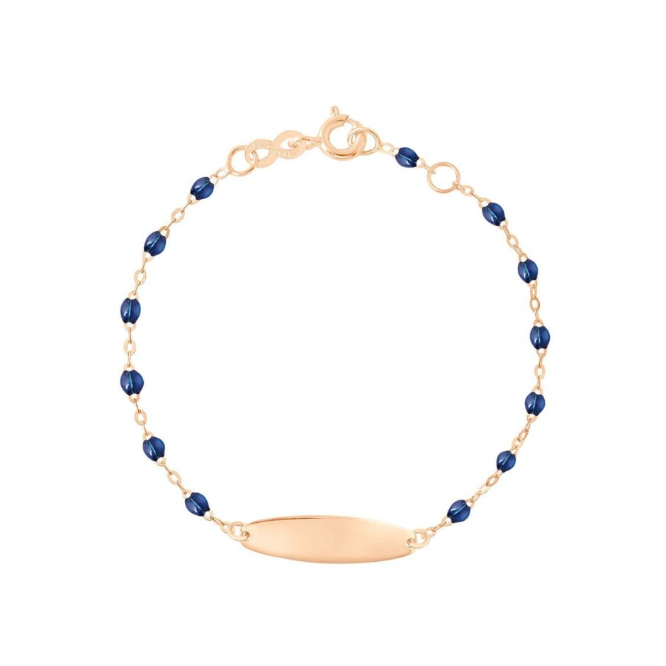 Bracelet Gigi Clozeau Little Gigi en or rose et résine bleu prusse, taille 15cm