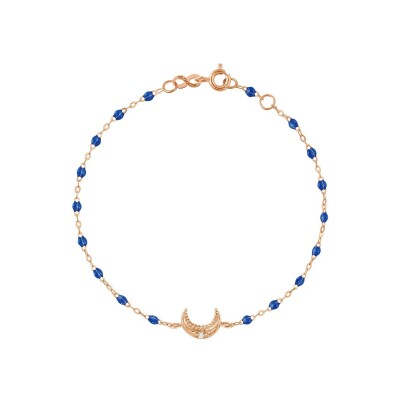 Bracelet Gigi Clozeau Lune en or rose, résine bleu prusse et diamant, taille 17cm