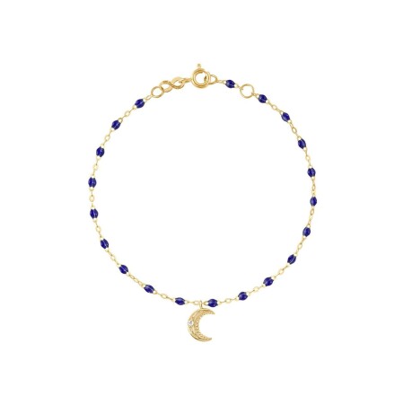 Bracelet Gigi Clozeau Lune en or jaune, résine bleu prusse et diamants, taille 17cm