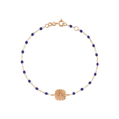 Bracelet Gigi Clozeau Miss Lumière en or rose, résine bleu prusse et diamant, 17cm