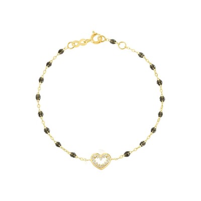 Bracelet Gigi Clozeau Coeur Suprême en or jaune, résine quartz et diamants, taille 17cm