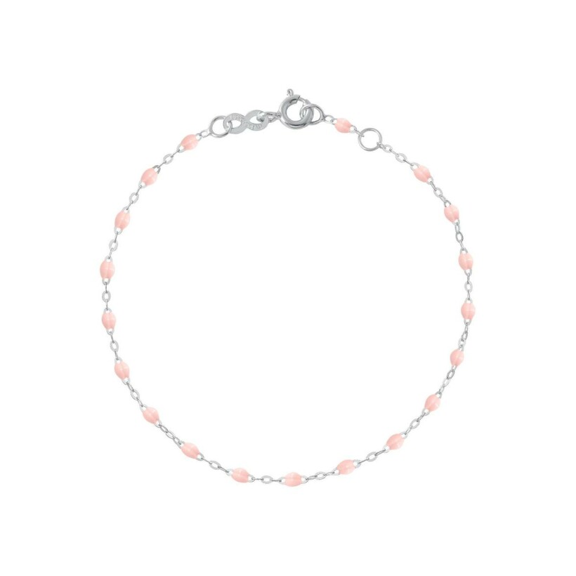 Gigi Clozeau Classique bracelet, white gold, baby pink resin, size 13cm