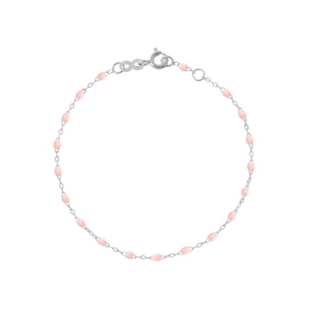 Bracelet Gigi Clozeau Classique en or blanc et résine rose bébé, 13cm