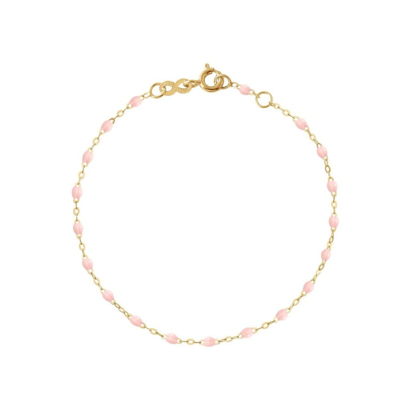 Gigi Clozeau Classique bracelet, yellow gold, baby pink resin, size 15cm