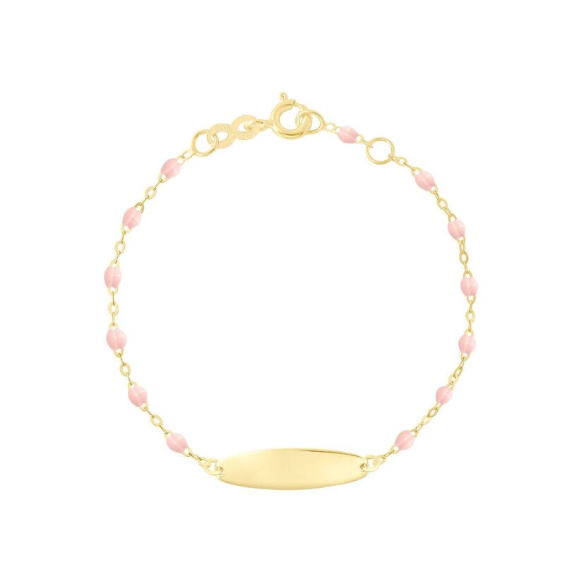 Bracelet Gigi Clozeau Little Gigi en or jaune et résine rose bébé, taille 13cm