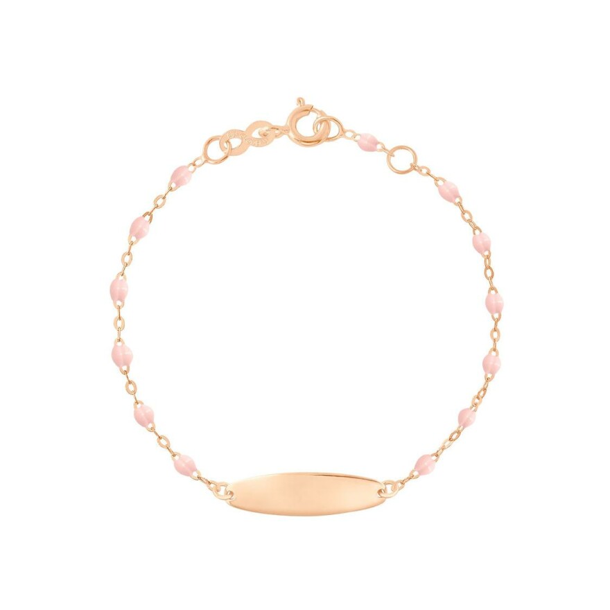 Bracelet Gigi Clozeau Little Gigi en or rose et résine rose bébé, taille 13cm