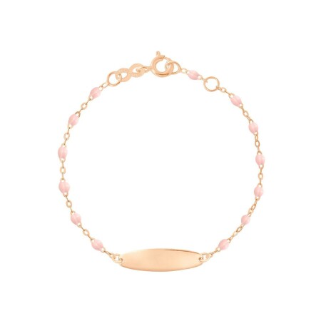 Bracelet Gigi Clozeau Little Gigi en or rose et résine rose bébé, taille 13cm