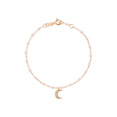 Gigi Clozeau Lune bracelet, rose gold, baby pink resin and diamonds, size 17cm