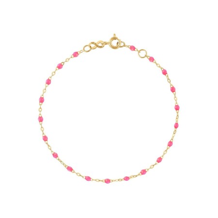 Bracelet Gigi Clozeau Classique en or jaune et résine rose fluo, 18cm