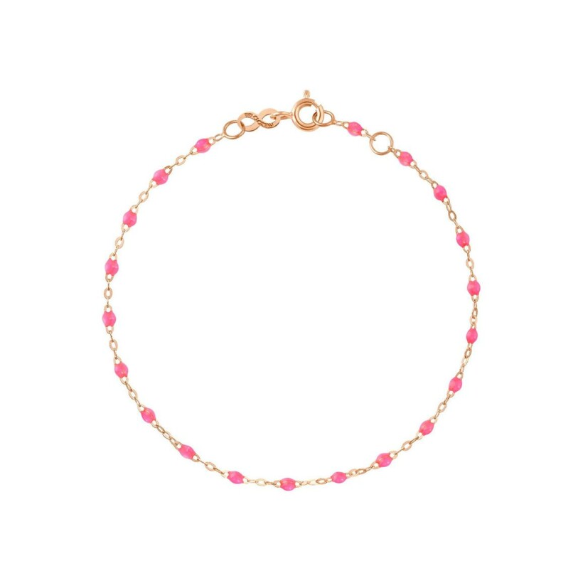 Gigi Clozeau Classique bracelet, rose gold, pink resin fluo, size 15cm