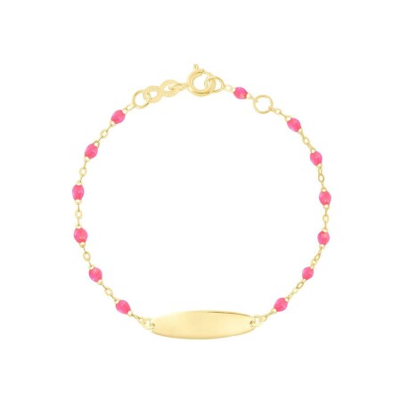 Bracelet Gigi Clozeau Little Gigi en or jaune et résine rose fluo, taille 15cm