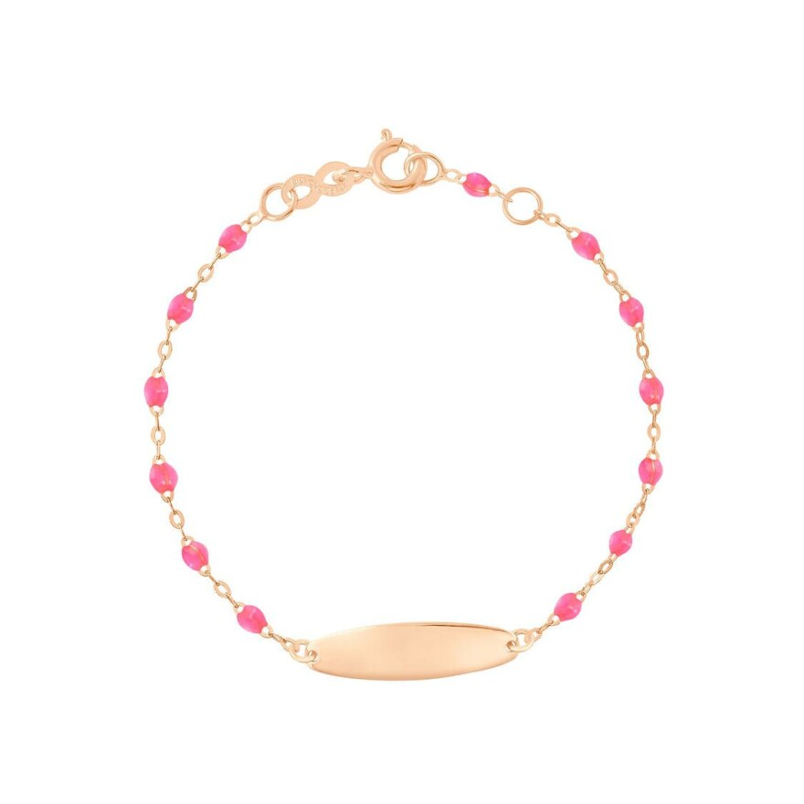 Bracelet Gigi Clozeau Little Gigi en or rose et résine rose fluo, taille 13cm