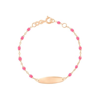 Bracelet Gigi Clozeau Little Gigi en or rose et résine rose fluo, taille 15cm