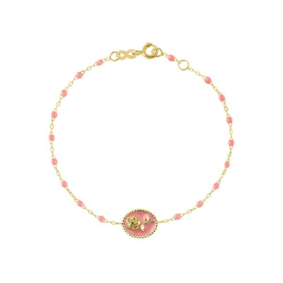 Bracelet Gigi Clozeau Rose en or jaune et résine fushia, taille 17cm