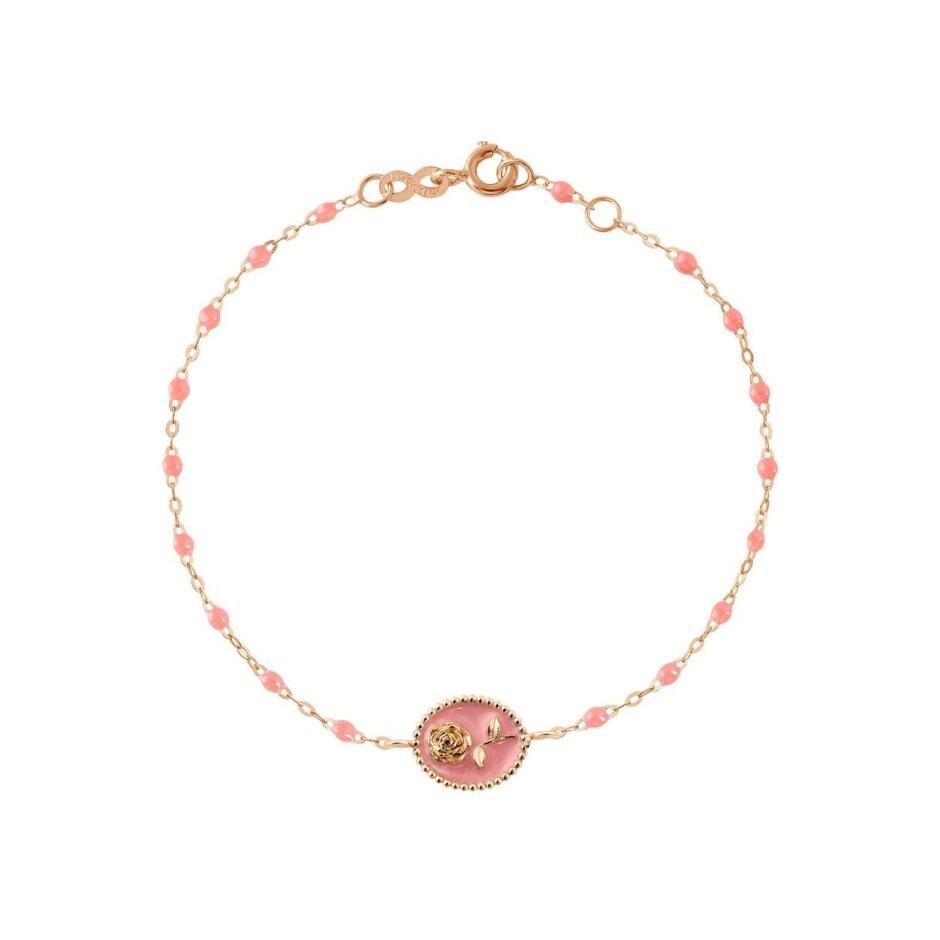 Bracelet Gigi Clozeau Rose en or rose et résine fushia, taille 17cm