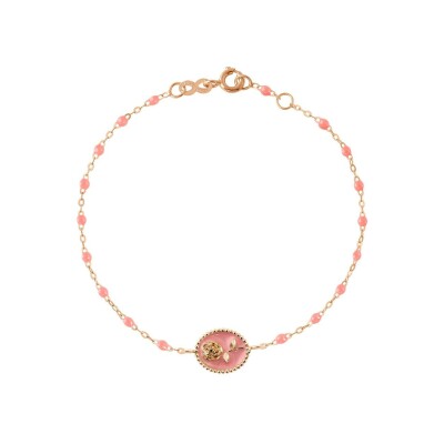 Bracelet Gigi Clozeau Rose en or rose et résine fushia, taille 17cm