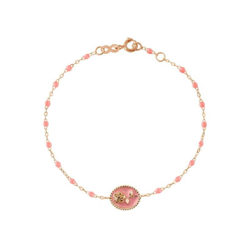 Bracelet Gigi Clozeau Rose en or rose et résine fushia, taille 17cm