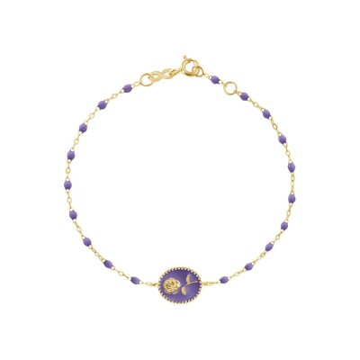 Bracelet Gigi Clozeau Rose en or jaune et résine mauve, taille 17cm