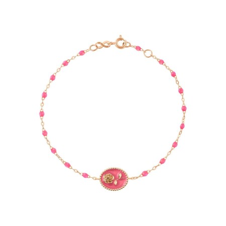 Bracelet Gigi Clozeau Rose en or rose et résine rose fluo, taille 17cm