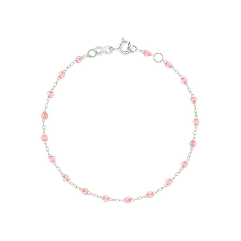 Bracelet Gigi Clozeau Classique en or blanc et résine rosée, 15cm