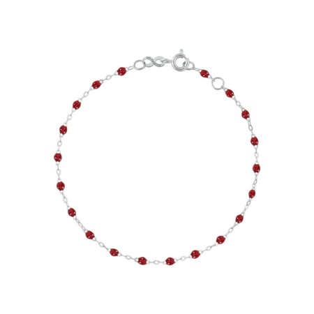 Bracelet Gigi Clozeau Classique en or blanc et résine rouge, 17cm